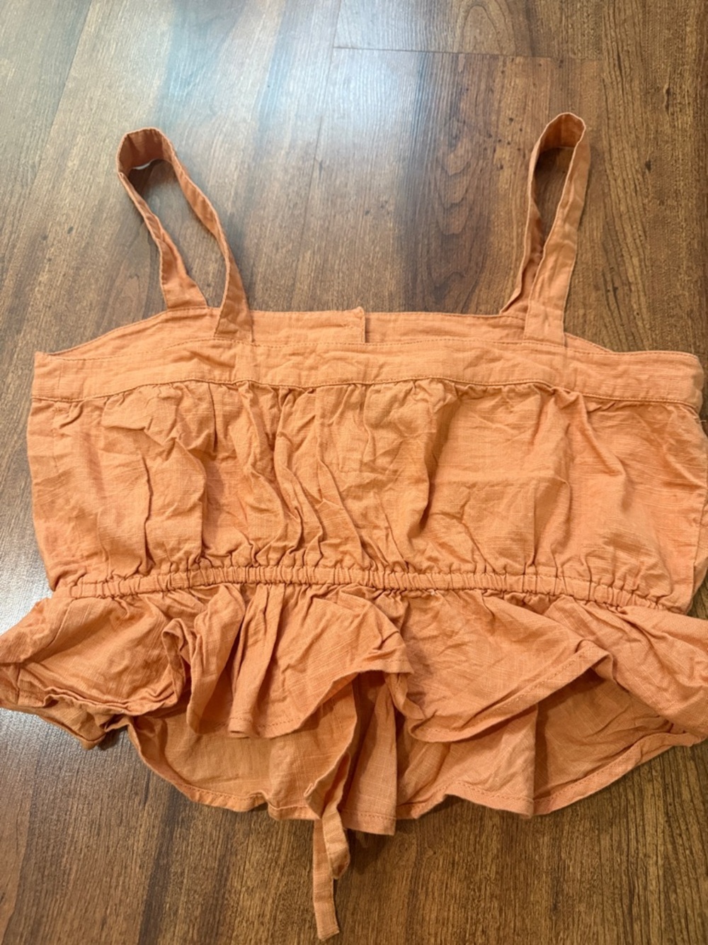 Women’s Rust Orange Button-Front Drawstring Cami Top - Picture 3 of 3